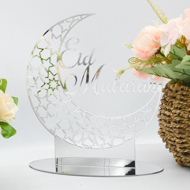 Ramadan Kareem Akrylová ozdoba Eid Mubarak Dekorace pro domov Islámské muslimské párty potřeby Zlatá měsíční dekorace Dárek k EID Al Adha