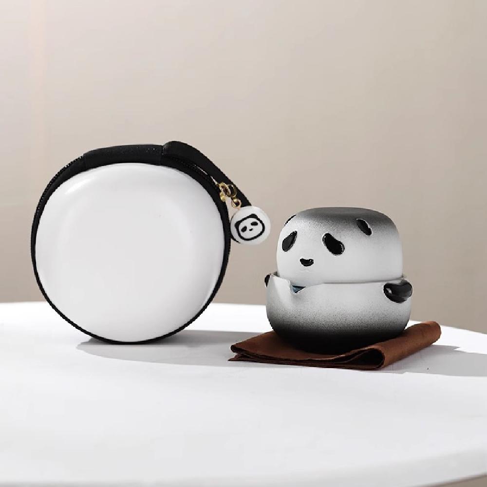 KuaiKe Tasse, süßer Panda, eine Kanne, eine Tasse, Einzelperson, Outdoor, tragbares Reise-Teeset, Geschenk, Teetassen-Set