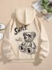 Hot selling new autumn men's fashion teddy bear print soft and comfortable hooded sweatshirt outdoor street style clothing