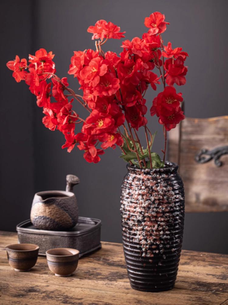 Chinese Vintage Clay Pot Vase Creative Hydroponic Flower Arrangement Living Room Bookcase Dining Table Floral Vase Home Ornament