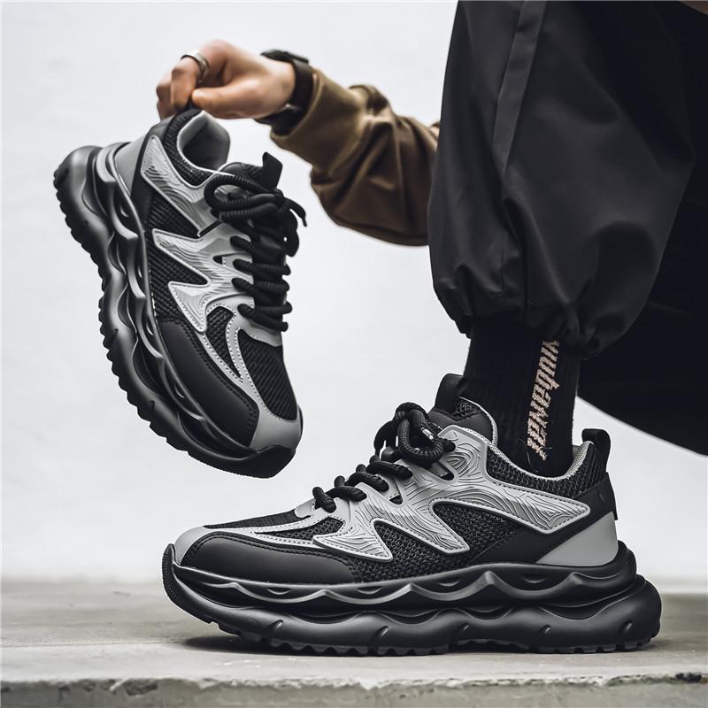 Trend casual men's shoes autumn new breathable non-slip men's sports travel shoes thick sole heightening dad trendy shoes men