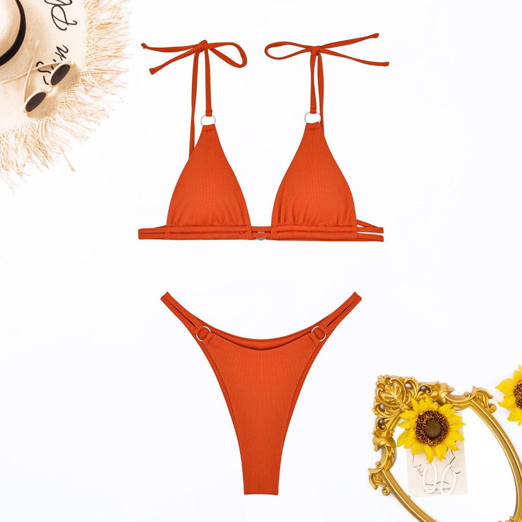 Europäischer & Amerikanischer Gerippter Dreieck-Bikini: Doppelseitig, Sexy, Grenzüberschreitende Bademode