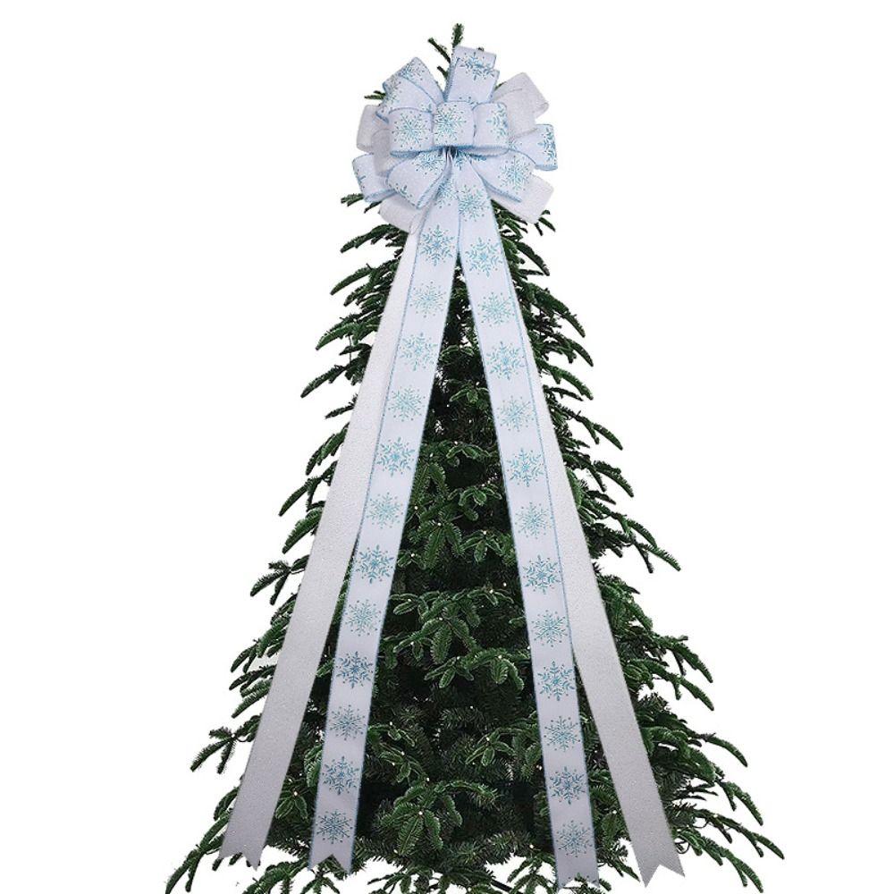 Big Size Snowflake Christmas Decorations Overlock Wire Ribbon Knot Bow Tie Ribbon Linen Ribbon Pendant Style DIY Creative Bow