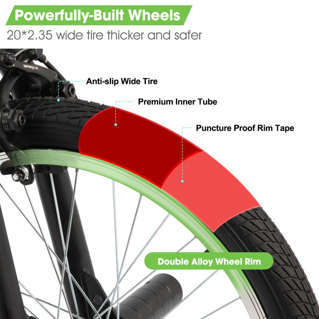 Hiland 20 Inch Freestyle Kids BMX Bike,Beginner-Level Riders with 360 Degree Gyro & 4 Pegs, Kids' Bicycles for Boys,Girls