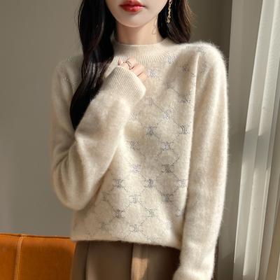 Dámský kašmírový svetr Qinghe Cashmere 30 % kašmír 70 % vlna Podzimní a zimní svetr Teplý a módní