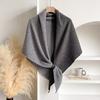 Women's Fashionable Color Blocking Knitted Shawl Wool Open Collar Shoulder Top Shawl Scarf