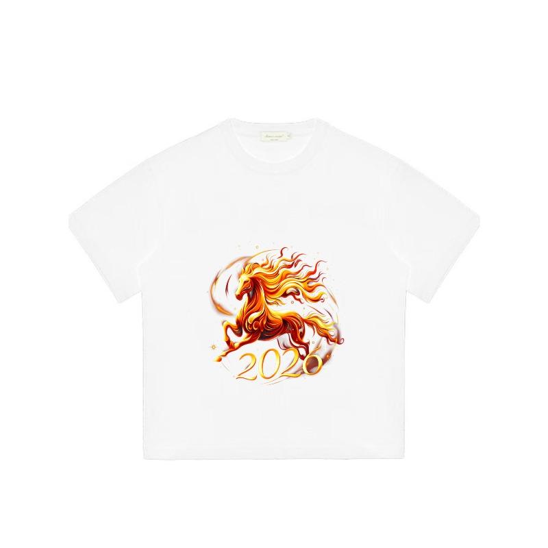 Black T Shirt With Flame Horse And 2026 Print For Casual Wear