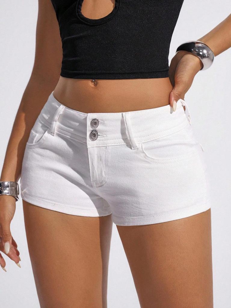 European & American Style Women's High-Waisted White Denim Shorts - Sweet Girl Style