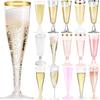 50pcs Disposable Plastic Champagne Glasses Cocktail High Footed Glasses Crystal Glasses Imitation Glass Wedding Party Supplies