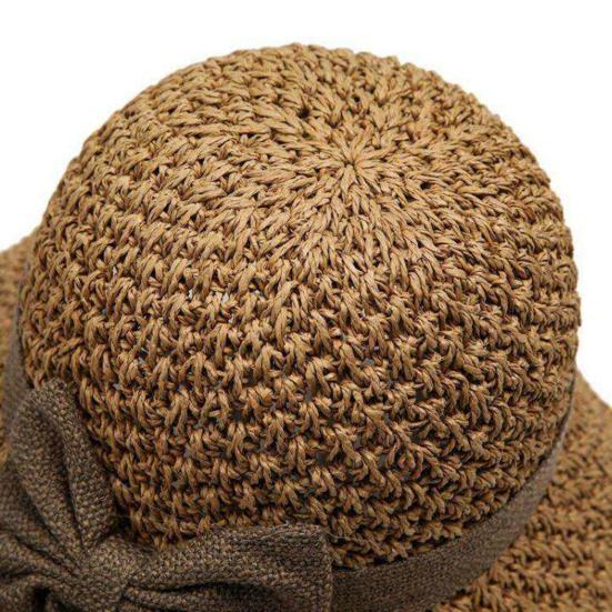 Women Sun Hat, Small Brim Straw Fisherman Hat, with Bow Decor Sun Protection UV Block Hat for Summer Outdoor Travel