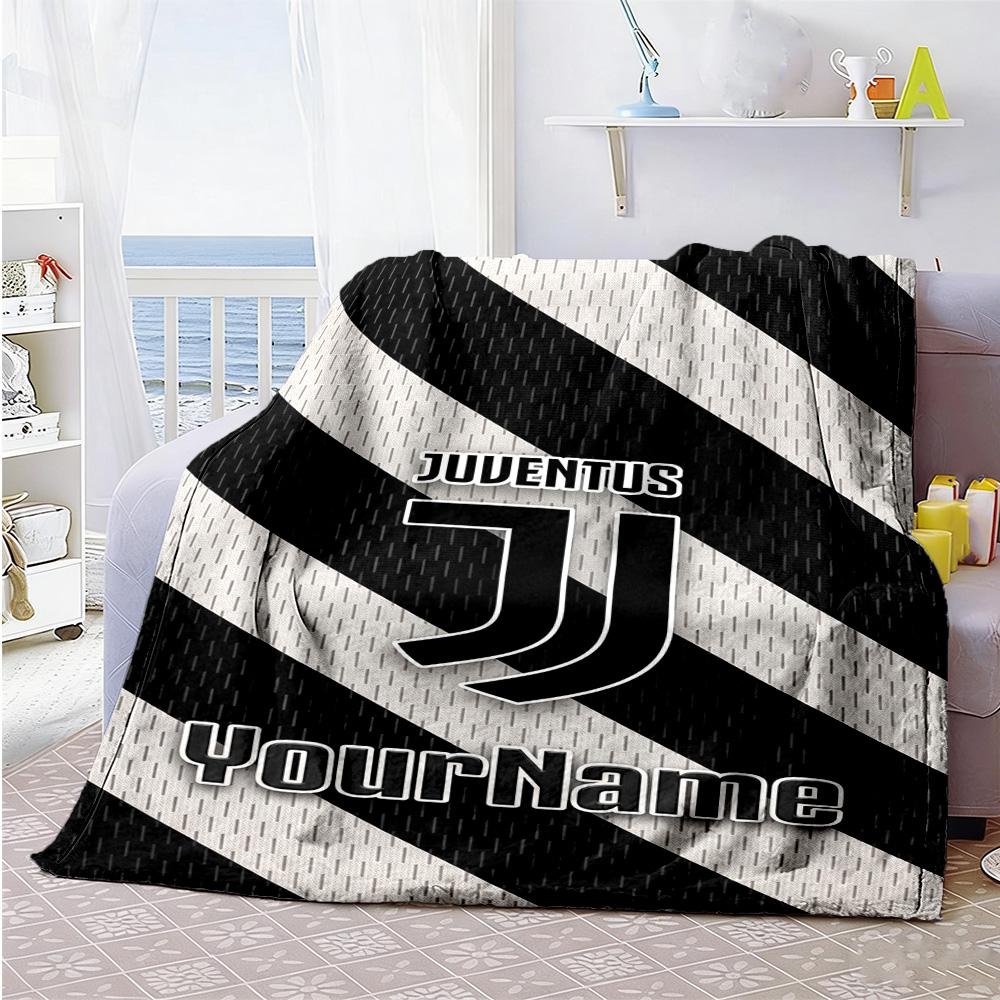 Juventus Customize Your Name Blanket Cozy Customizable Blanket Soft & Cozy Throw For Couch Office Chair Picnics Sofa All-Season Use