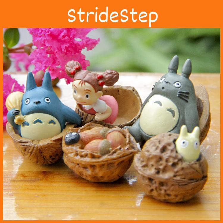 Cute Totoro Cartoon Cat Coal Ball Walnut Mini Model Ornament For Landscape Prop