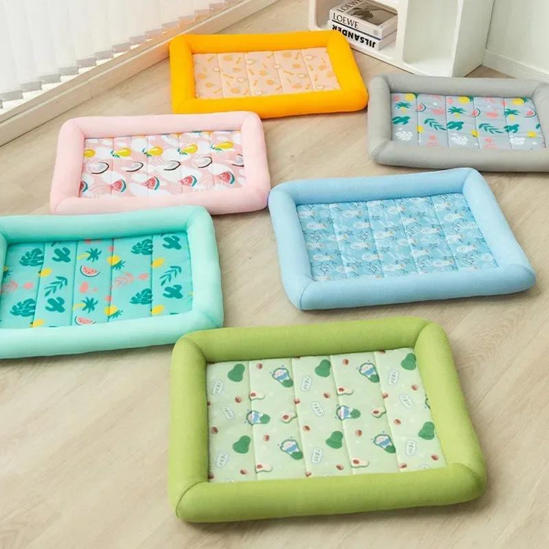 New S-XL Summer Cooling Pet Dog Mat Ice Pad Dog Sleeping Square Mats for Dogs Cats Pet Kennel Top Quality Cool Cold Silk Dog Bed