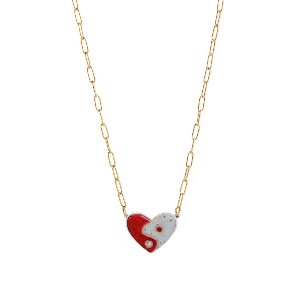 Ceramic Love Star Necklace Small Flower Tai Chi Color Printed Pendant 14K Fresh And Sweet