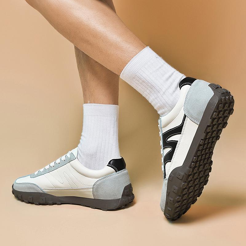 Fashion Designer Men Sneakers Vintage Genuine Leather Male Casual Shoes Lace Up All-match Male Flat Walking Shoes Luxury Men Trainers