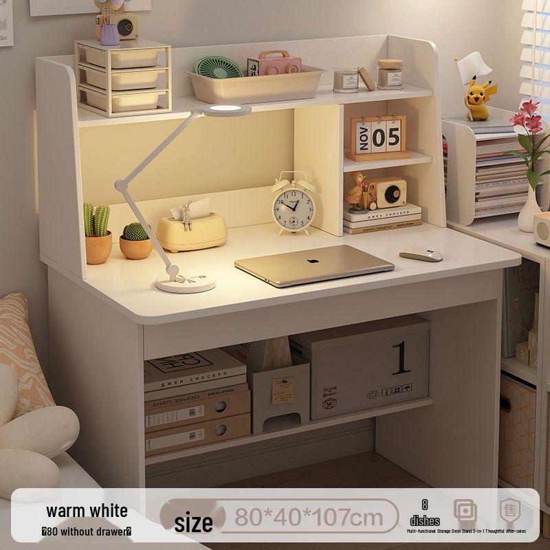 Multifunctional Student Desk with Bookshelf for Homework and Study in Bedroom or Dorm