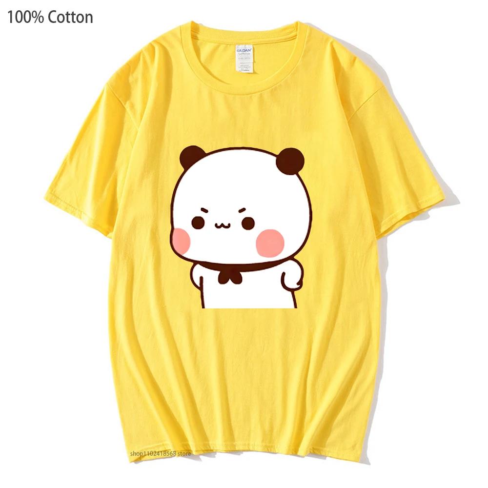 Cute Bubu Is Yelling At Dudu T-Shirts for Men's Shirt Women Couple Clothes 100% Cotton Summer Tees Panda Bear Tops