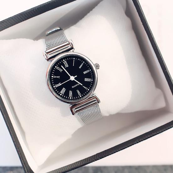 Dame Kvartsverk Klokke Sirkulær Skive Armbåndsur med Legeringsreim Damer Retro Analog Klokke for Hverdagslig Bruk Arbeid Dato