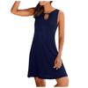 Women Summer  Soild Hollow Out Sleeveless Loose Tank Mid Dresses