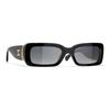 Chanel 24K Rectangular Sunglasses With Lettered Temples Unisex Sunglasses Black CH5534A-C622S8