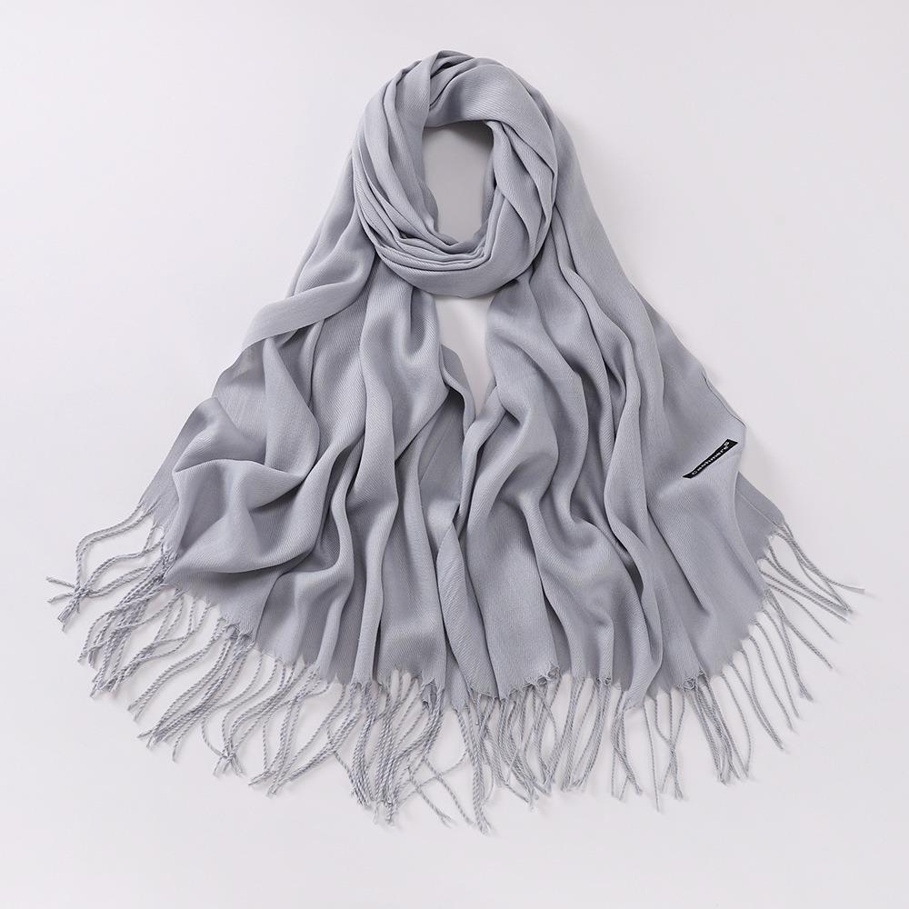 Imitation Cashmere Tassel Scarf - Chinese Red, Ideal for Autumn/Winter Celebrations, Company Events, and Parties with Custom Printed Logo