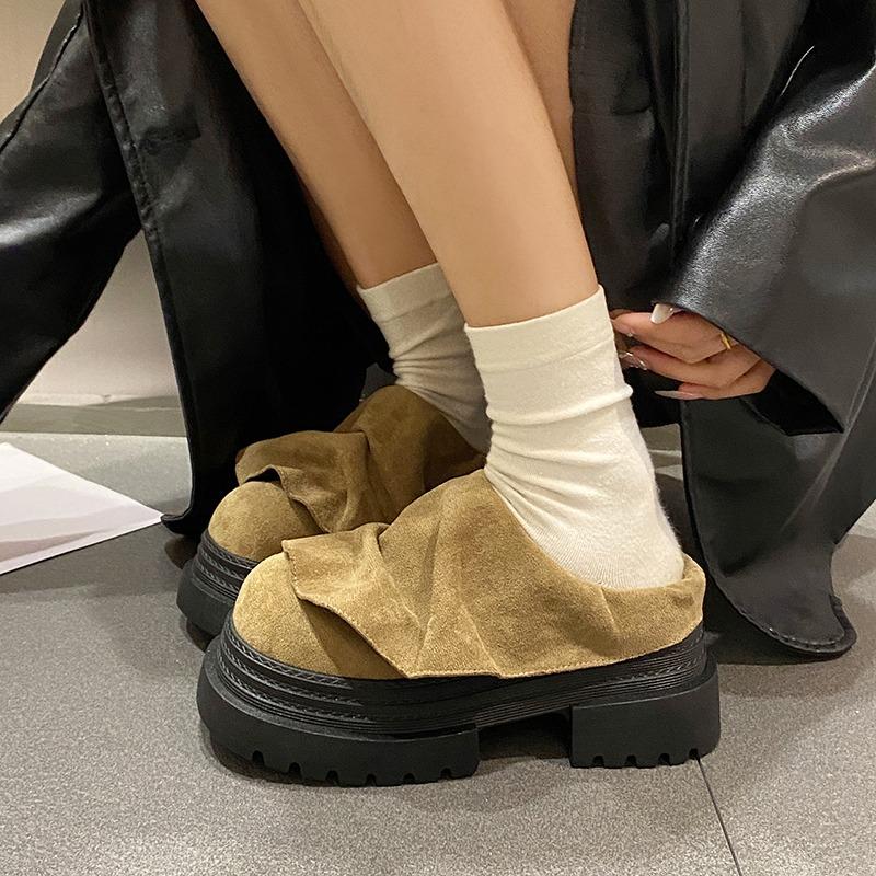 Fashion Platform Women Mid Heels Shoes Autumn Suede New Trends Mules Shoes 2025 Fashion Casual Pumps Classical Dress Zapatillas De Mujer 35 4798₽