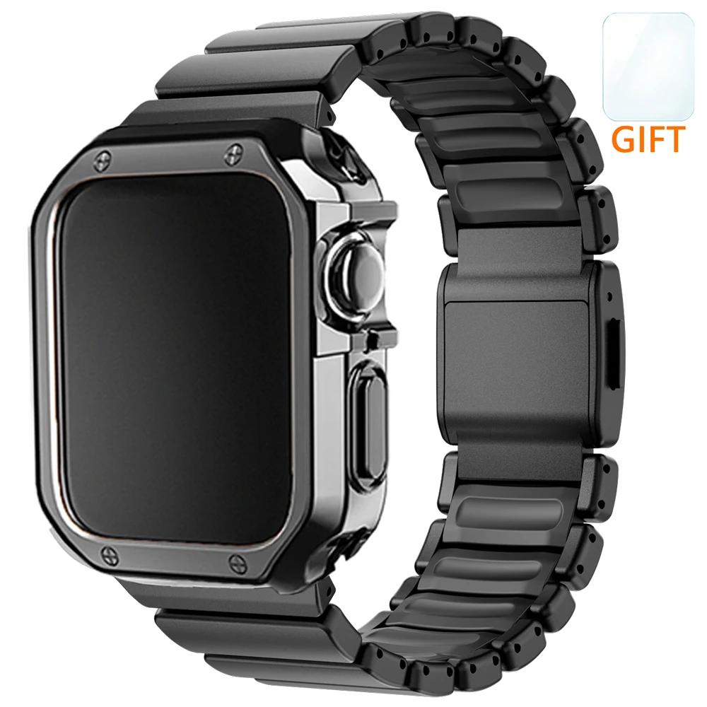 Cinturino in Titanio+Custodia in TPU per Apple Watch Ultra 3 2 49mm 46mm 45mm 44mm Braccialetto da Uomo d'Affari per iwatch 11 10 9 8 7 6 5 4 SE Cinturino