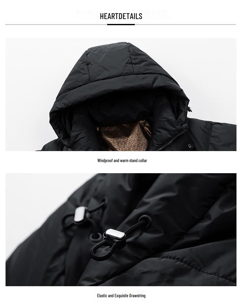 Herren Trendy Kapuzen-Wintermantel Schwarz-Gold Graphen - Lässig, Dick, Vielseitige Oberbekleidung