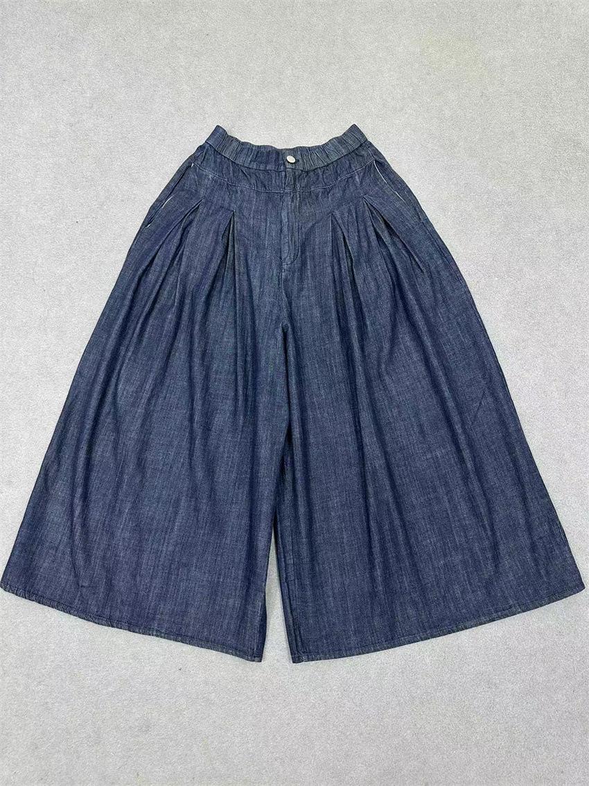 

Johnature Японские винтажные широкие брюки-кюлоты женские свободные повседневные укороченные брюки лето осень повседневные простые брюки L