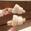 Flat Heel Autumn and Winter One-word Slippers Women's New One-word Drag Super Fire Outer Wear Internet Celebrity Versatile Suede 2025 Simple Black