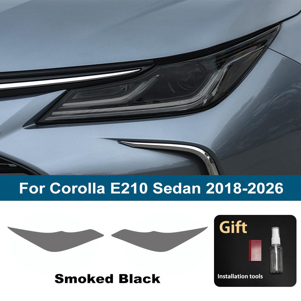 Car Headlight Protective Film For Corolla E210 Sedan Hatchback18-26 High-Gloss Smoke Black Pre Cut Anti-Scratch Vinyl Wrap Film