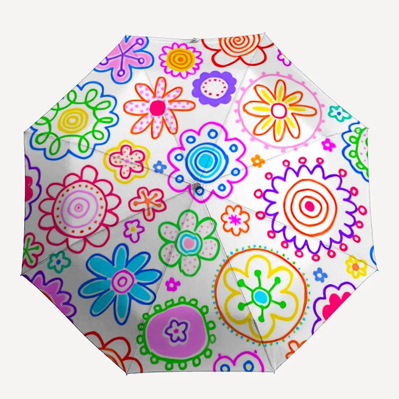 1 Stück Floral Mandala Automatisches Öffnen/Schließen Faltbarer Regenschirm mit 8 Speichen, Winddichter Tragbarer Sonnenschirm Urlaubsgeschenk yy260401046