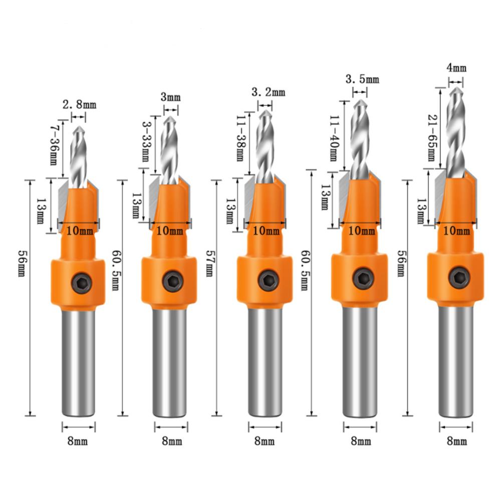 1PCS 8/10mm Shank HSS Woodworking Countersink Router Bit Screw Extractor Remon Demolition for Wood Milling Cutter