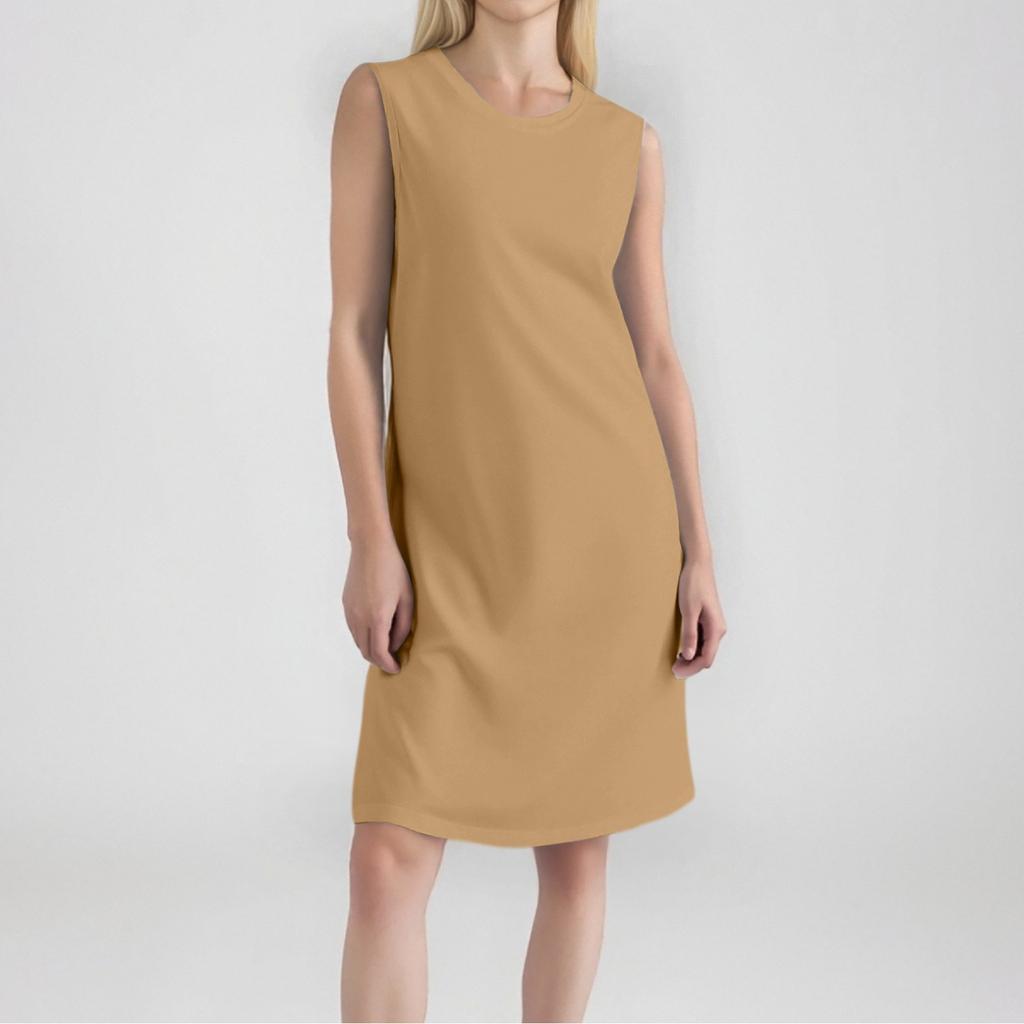 Women's Fashion Casual Color Round Neck Sleeveless Short Dress