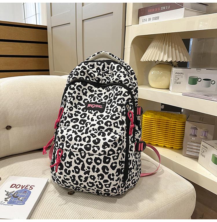 

Harajuku Style Cow & Leopard Print Backpack for High School & College Students Without Pendant