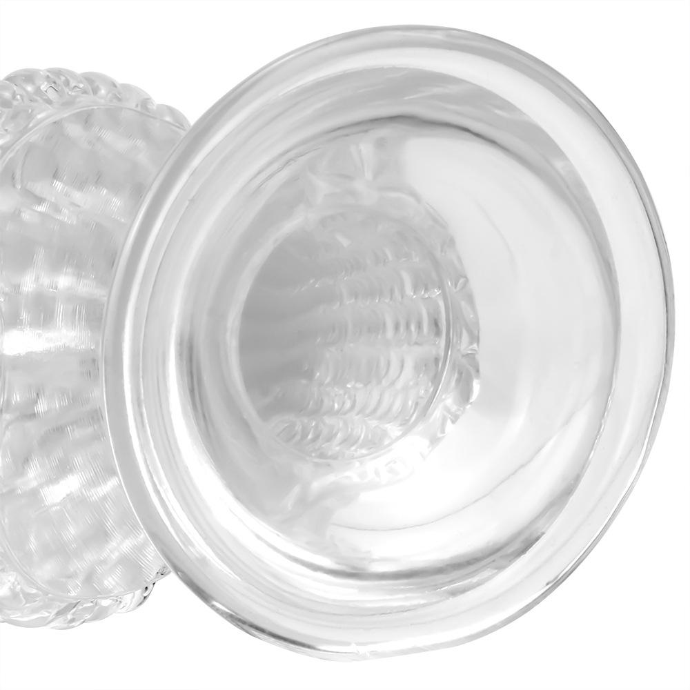 Transparent J87 Corn Cob Anal Plug with Strong Suction Cup and Irregular Egg Fruit Vegetable Design.
