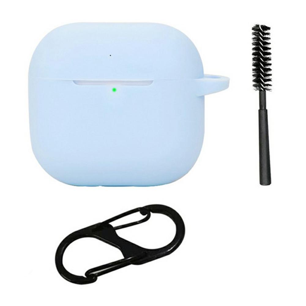 

For AirPods 4 Silicone Case Bluetooth-Compatible Earphones Protective Cover with Anti-Lost Buckle + Cleaning Brush I