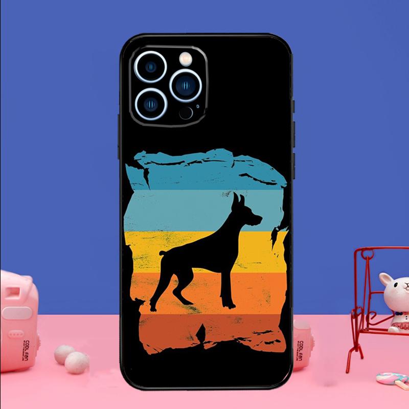 Cartoon Doberman Dog Phone Case For iPhone 17 16 14 13 12 11 15 Pro Max mini 15 16 Plus 16e 17 Air Bumper Cover