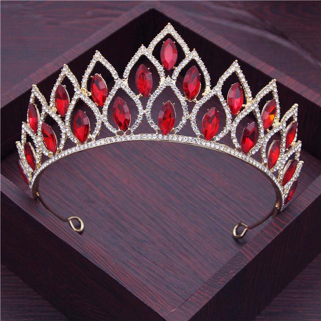 Модные хрустальные короны, тиары, повязки на голову для принцессы, диадема для невесты, диадема для невесты, свадебные украшения для волос, головной убор невесты для королевы красный