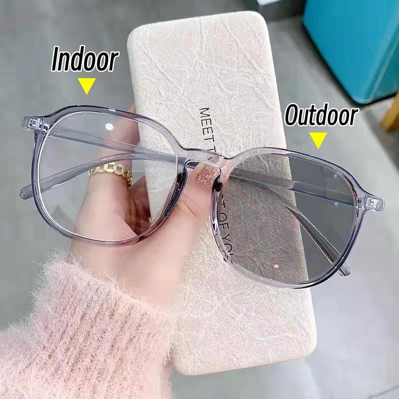 

Винтажные фотохромные очки для близорукости с увеличенной оправой, анти-синий свет, близорукие очки, классические простые очки