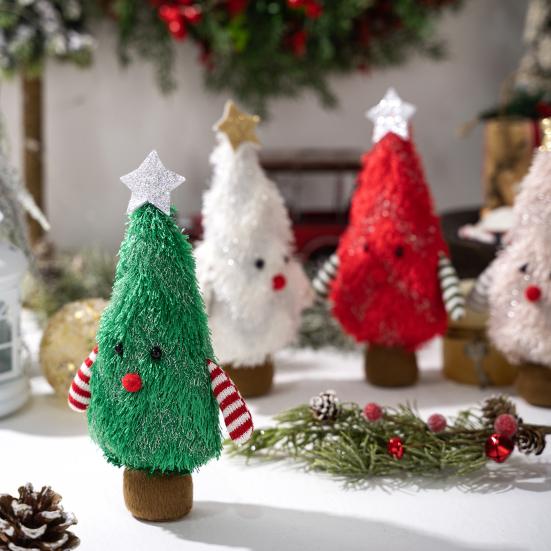 Christmas Gnome Decoration Fluffy Christmas Tree Doll with Glitter Star Topper Plush Elf Table Centerpiece for Hotel Mall Window Holiday Decor