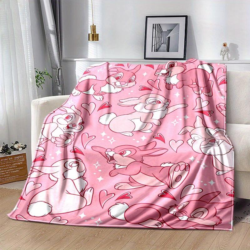 1 Stück, Rosa Hase Herz-Druck Decke Heimdekoration, Sofadecke, Outdoor-Decke, Geschenk für Sie Ihn, Flanelldecke, Geeignet für Schlafzimmer,