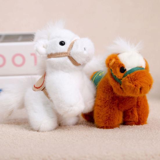 Pony Plush Keychain Year of The Horse Plush Mascot Soft Stuffed Animal Cute Backpack Charm New Year Decoration