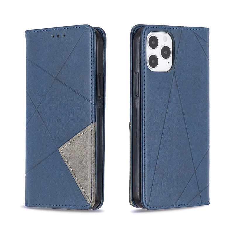 Applicable To iPhone16E Prismatic Mobile Phone Leather Case 17Pro Cowhide Pattern Protective Case 14plus Two-color Splicing S25