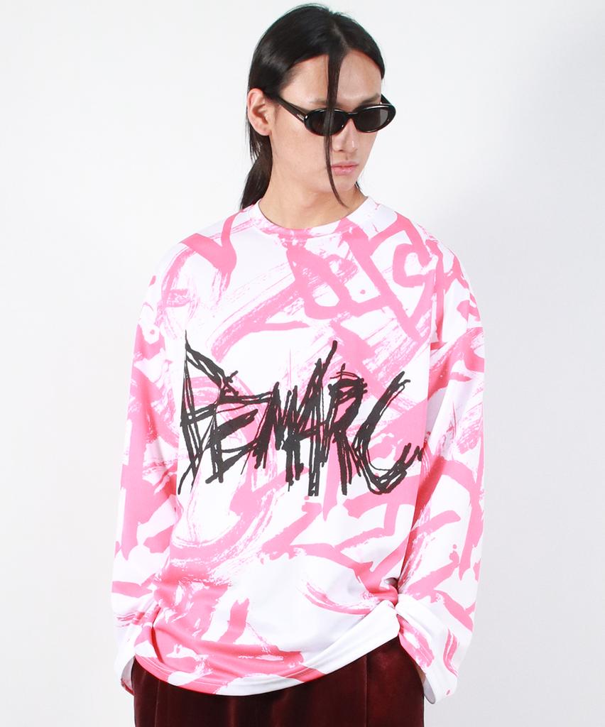 Deumakeu M Street Graffiti Logo Text Oversized T-Shirt - Red