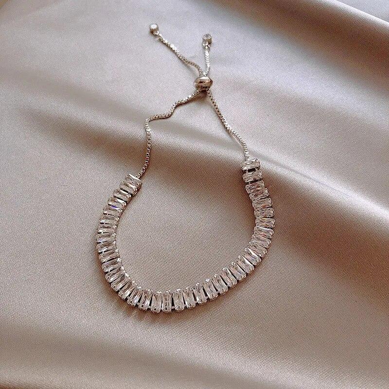 Fashion Exquisite Geometry Crystal Bracelets For Women AAA Cubic Zirconia Bracelets Bead Chain Party Jewelry Accessories Gifts