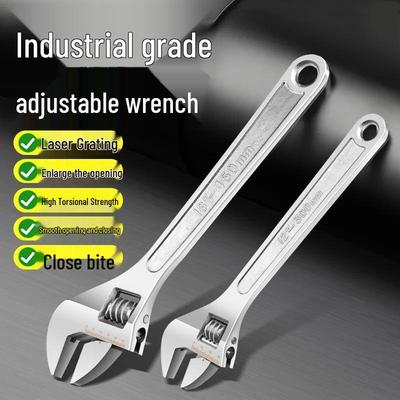 Industrial-Grade Large Opening Multifunctional Adjustable Wrench with Rubber Coated Handle