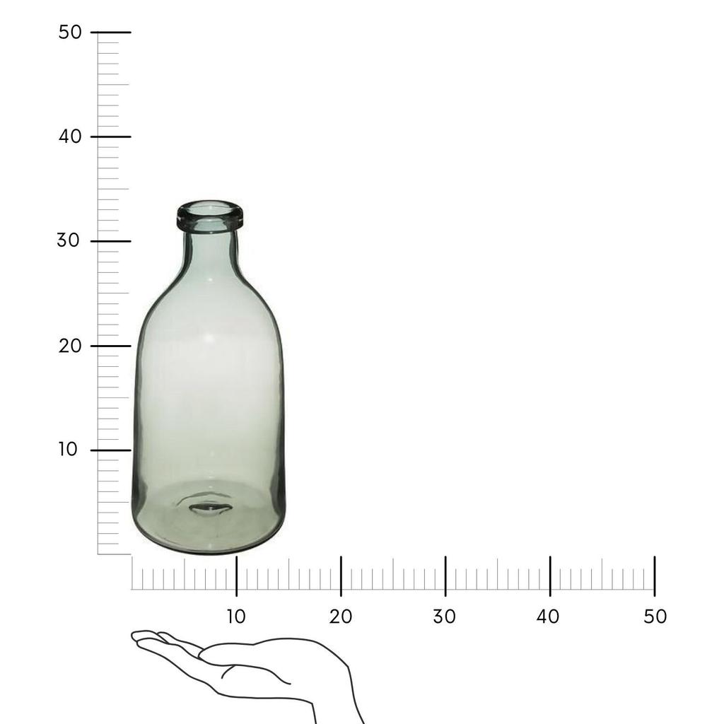 Solid House Vase, Celadon Glass, Height 29 Cm