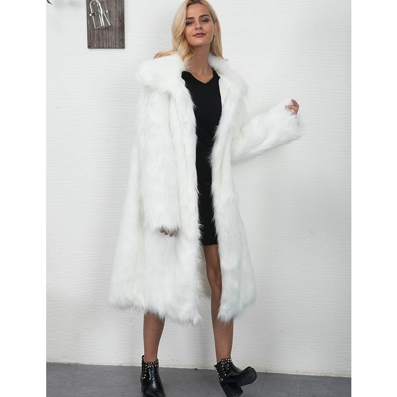 Women s Winter White Faux Fur Coat Oversized Long Hooded Overcoat S