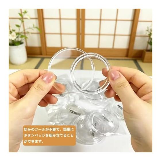 60 Pcs Clear Round Acrylic Button Badges, 25mm Diameter, DIY Safety Pin Included, Handmade Badge Making Kit, Durable, for Photos/Illustrations,